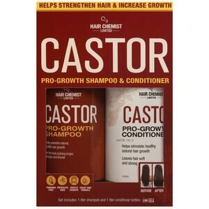 Castor Pro-Growth Shampoo & Conditioner Set Boosts Hair Strength & Shine 1 liter